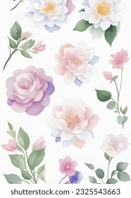 Abstract seamless pattern with plants, herbs and flowers