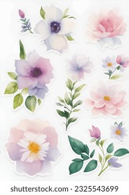 Abstract seamless pattern with plants, herbs and flowers