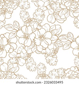 Abstract seamless pattern with plants, herbs and flowers, botanical illustration.