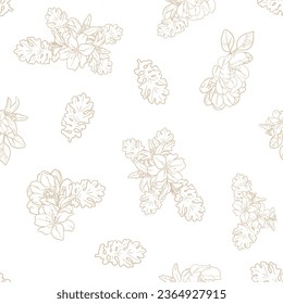 Abstract seamless pattern with plants, herbs and flowers, botanical illustration.