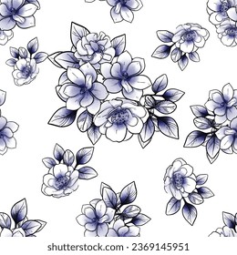 Abstraktes nahtloses Muster mit Pflanzen, Kräutern und Blumen, botanische Illustration.