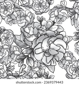 Abstract seamless pattern with plants, herbs and flowers, botanical illustration.