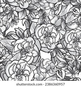 Abstract seamless pattern with plants, herbs and flowers, botanical illustration.