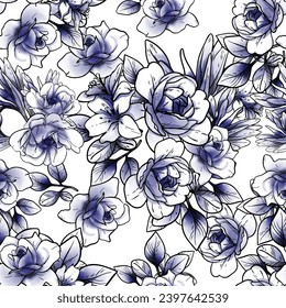Abstract seamless pattern with plants, herbs and flowers, botanical illustration.