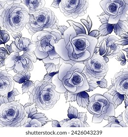 Patrón sin costuras abstracto con plantas, hierbas y flores, ilustración botánica.