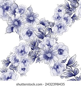 Abstract seamless pattern with plants, herbs and flowers, botanical illustration.