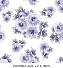 Abstract seamless pattern with plants, herbs and flowers, botanical illustration.