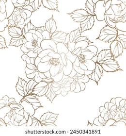 Abstractas patrón sin costuras con plantas, hierbas y flores, ilustración botánica.