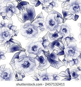 Abstract seamless pattern with plants, herbs and flowers, botanical illustration.