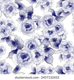 Abstract seamless pattern with plants, herbs and flowers, botanical illustration.