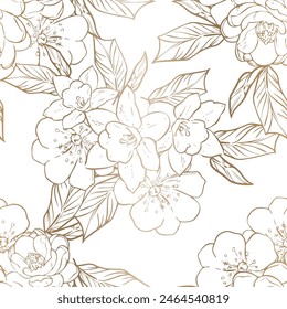 Abstractas patrón sin costuras con plantas, hierbas y flores, ilustración botánica.