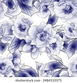 Abstract seamless pattern with plants, herbs and flowers, botanical illustration.