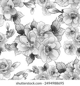 Abstraktes nahtloses Muster mit Pflanzen, Kräutern und Blumen, botanische Illustration.