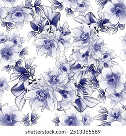 Abstractas patrón sin fisuras con plantas, hierbas y flores, ilustración botánica.