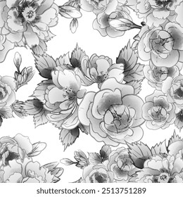Abstractas patrón sin fisuras con plantas, hierbas y flores, ilustración botánica.