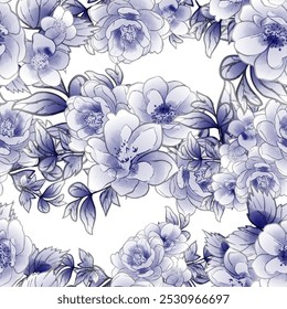 Abstract seamless pattern with plants, herbs and flowers, botanical illustration.