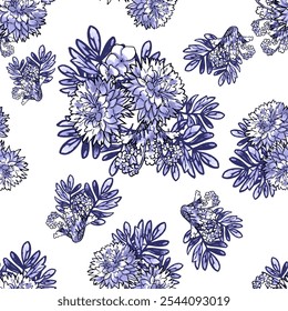 Abstractas patrón sin fisuras con plantas, hierbas y flores, ilustración botánica.