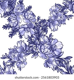 Abstract seamless pattern with plants, herbs and flowers, botanical illustration.