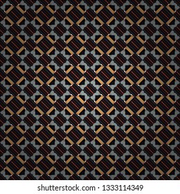 Abstract seamless pattern of a plurality stylized elements in black, gray and orange colors. Vector textured background.