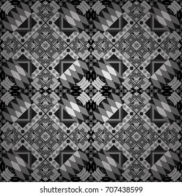 Abstract seamless pattern of a plurality stylized elements in gray colors. Vector textured background.
