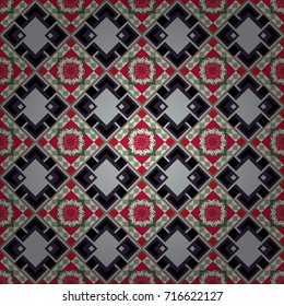 Abstract seamless pattern of a plurality stylized elements in neutral, violet and gray colors. Vector textured background.