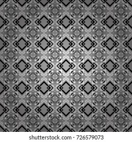 Abstract seamless pattern of a plurality stylized elements in black, white and gray colors. Vector textured background.