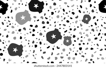 Abstract seamless pattern with police badge symbols. Creative leopard backdrop. Vector illustration on white background