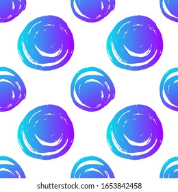Abstract seamless pattern with polka dots grunge. Hand drawn sketch style. Colorful illustration on white