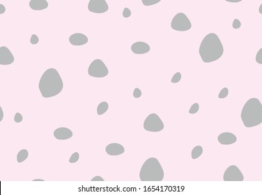 Abstract seamless pattern of polka dots. Pink and grey print with random shapes, classic asymmetric pea graphic for fabric, textile, t-shirts. Oriental texture vector illustration
