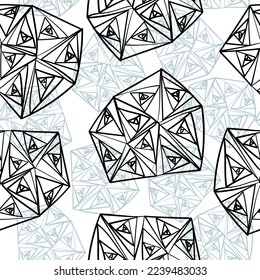 Abstract seamless pattern of polyhedrons with triangles vector illustration