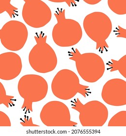 Resumen de un patrón sin fisuras con granado. Frutos dibujados a mano. Verano tropical interminable fondo con granada. Patrón armenio de Garnet. Patrón vectorial. Sobre fondo blanco.