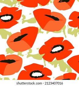 Resumen de un patrón impecable con flores de amapola. Brillante estampado floral natural de verano. Gráficos vectoriales.