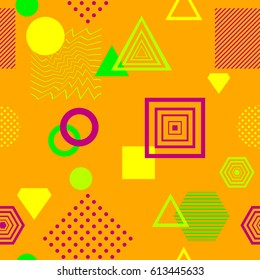 Abstract seamless pattern in postmodern  Style orange green   lilac 