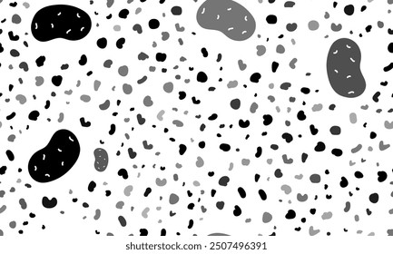 Abstract seamless pattern with potatoes symbols. Creative leopard backdrop. Vector illustration on white background