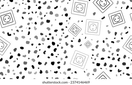 Abstract seamless pattern with power socket symbols. Creative leopard backdrop. Vector illustration on white background