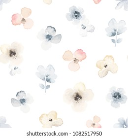 Abstract seamless pattern with primitive flowers. Vector floral illustration in vintage style.