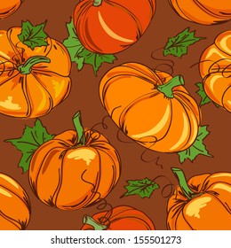 Abstract seamless pattern of pumpkins