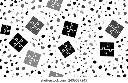 Abstract seamless pattern with puzzle symbols. Creative leopard backdrop. Vector illustration on white background