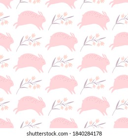 Abstract seamless pattern with rabbit. Design for fabric, textile, wrapping, digital paper.