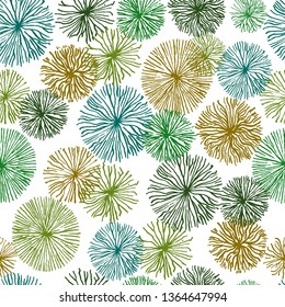 Abstract seamless pattern with radial seeds floral shapes