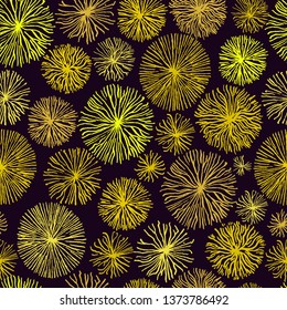 Abstract seamless pattern with radial seeds floral shapes