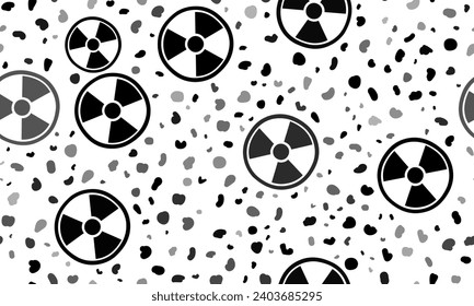 Resumen de un patrón sin fisuras con símbolos de radiación. Fondo creativo de leopardo. Ilustración del vector sobre fondo blanco