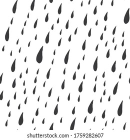 Abstract seamless pattern with Rain Drops Brush Strokes. Beautiful modern texture with chaotic painted elements. Monochrome background for your design.