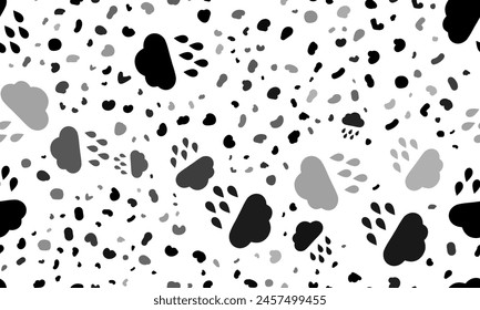Abstract seamless pattern with rain symbols. Creative leopard backdrop. Vector illustration on white background