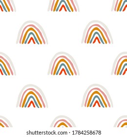 Abstract seamless pattern with rainbows, design elements. Mid century modern art pattern for invitations, cards, print, gift wrap, manufacturing, textile, fabric, wallpapers, stationery