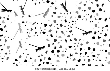 Abstract seamless pattern with rake symbols. Creative leopard backdrop. Vector illustration on white background