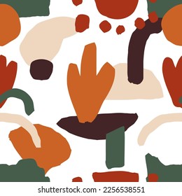 Abstract seamless pattern with random organic shapes. Creative collage contemporary print. Modern vector background for fabric, textile, wallpaper