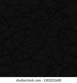 Abstract seamless pattern of randomly arranged contours of ellipses in black colors