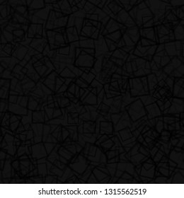 Abstract seamless pattern of randomly arranged contours of squares in black colors