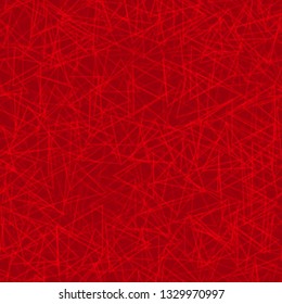 Abstract seamless pattern of randomly arranged contours of triangles in red colors